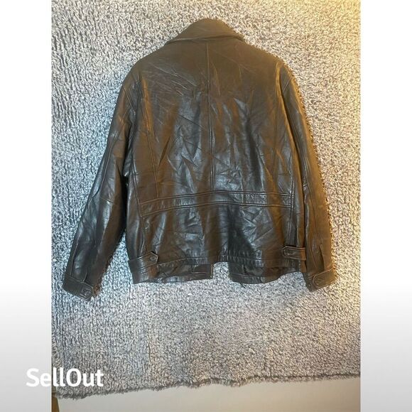 Roundtree & Yorke Men's Black Leather Bomber Jacket XLT Big & Tall - Picture 6 of 12